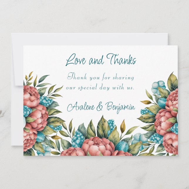 Cartão de Buquê e Obrigados Radiantes (Frente)