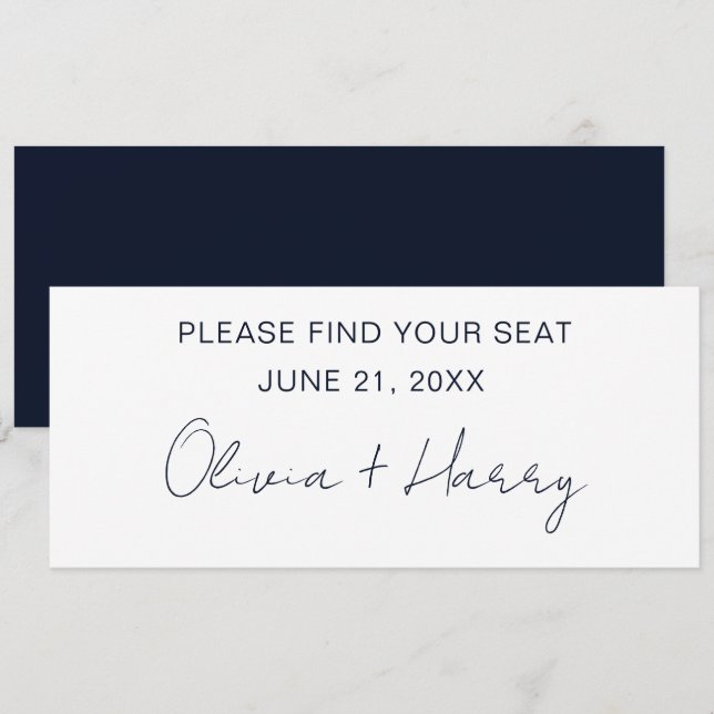 Cartão de Cabeçalho de Mesa de Casamento Moderno E (Frente/Verso)