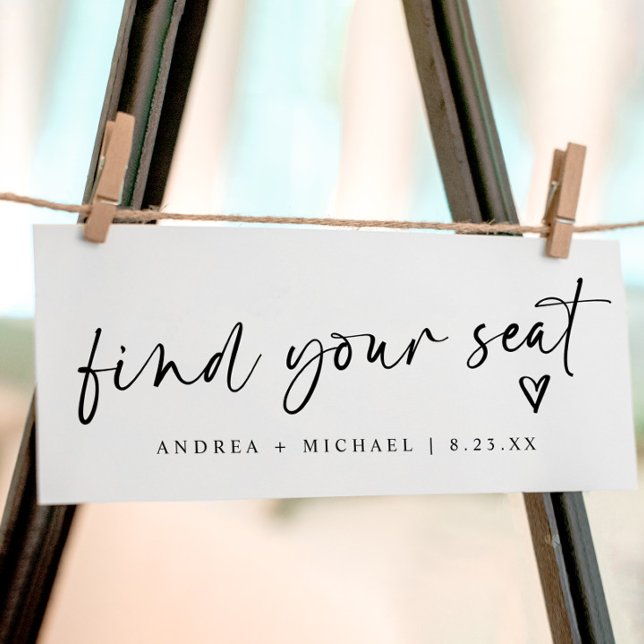 Cartão de Cabeçalho de Plano de Assentos de Casame (Wedding Seating Chart Header Card - Find Your Seat)