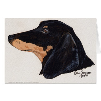 Cartão De cabelos curtos, Dachshund, pintura acrílica