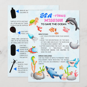 Cartão de Caça-Tesouros Protetor do Oceano Diverti