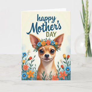 Cartão de Cachorrinho com Coroa Floral