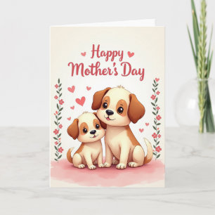 Cartão de Cachorrinho do Dia das Mães Carinhoso