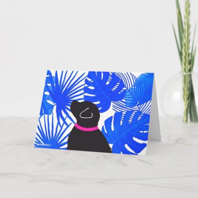 Cartão de Cachorro Amarelo Azul-Tropical (Frente)