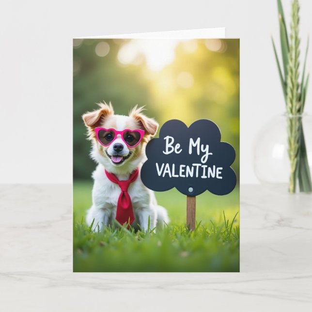 Cartão de Cachorro Be My Valentine (Frente)