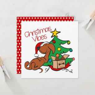 Cartão de cachorro Dachshund com vibração de Natal