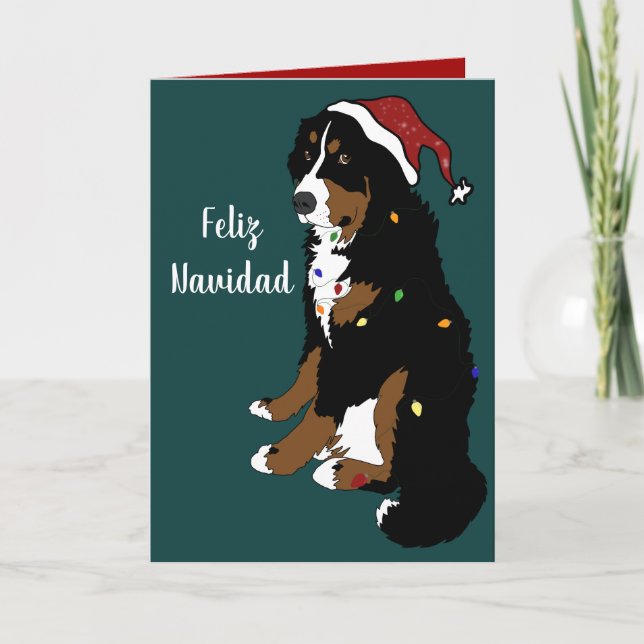 Cartão de Cachorro de Montanha Feliz Navidad Berne (Frente)