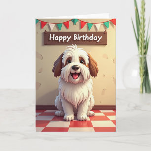 Cartão de Cachorro Feliz com Bolinhas