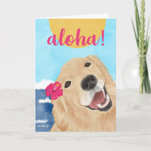 Cartão de Cachorro Retriever Golden Aloha Sun and