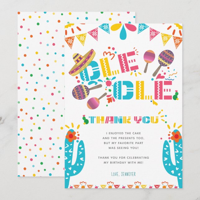 Cartão de Cacto de Agradecimento Mexicano (Frente/Verso)