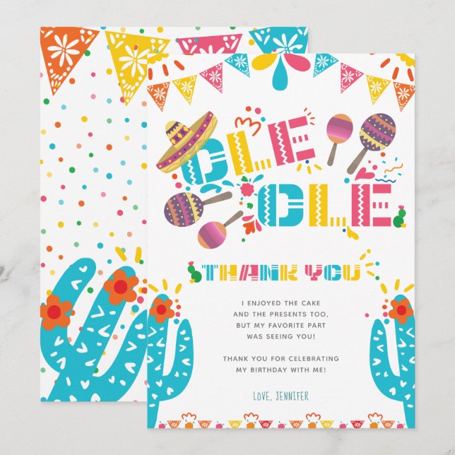 Cartão de Cactus para Partido Mexicano Obrigado (Frente/Verso)