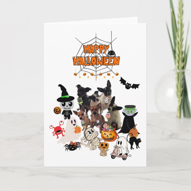 Cartão de Cães de Halloween (Frente)