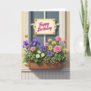 Cartão de Caixa de Janela Floral Alegre