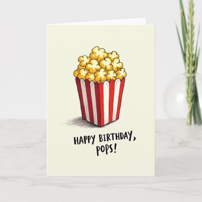 Cartão de Caixa de Pipoca de Aniversário (Frente)