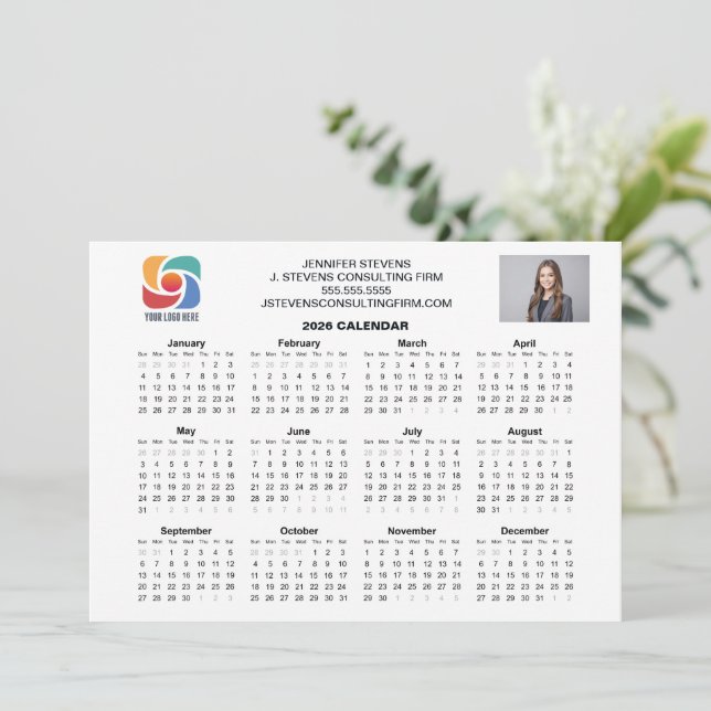 Cartão de Calendário da Empresa do Logotipo Comerc (Em pé/Frente)