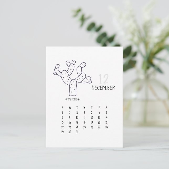 Cartão de Calendário de Cactus Personalizável de D (Em pé/Frente)