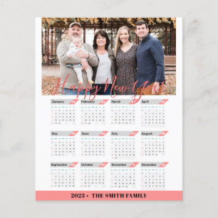 Cartão de Calendário de Fotos Moderno em Rose Gold