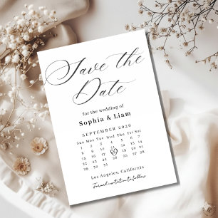 Cartão de Calendário de Letra Elegante para Salvar