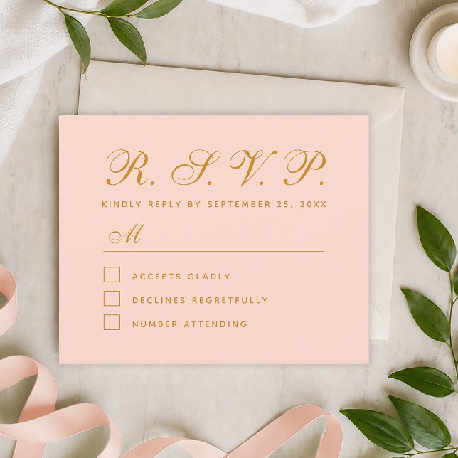 Cartão de Caligrafia Simples RSVP Orçamento Rosa B (Criador carregado)