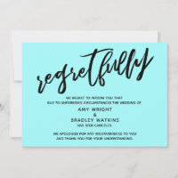 Cartão de Cancelamento de Casamento Light Aqua com