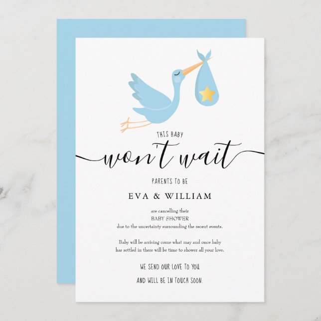 Cartão de Cancelamento do Chá de fraldas de Armaze (Frente/Verso)