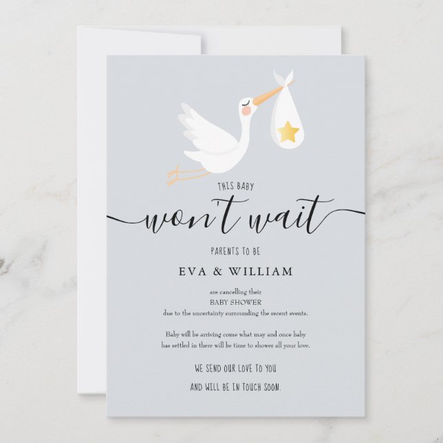 Cartão de Cancelamento do Chá de fraldas de Armaze (Frente)