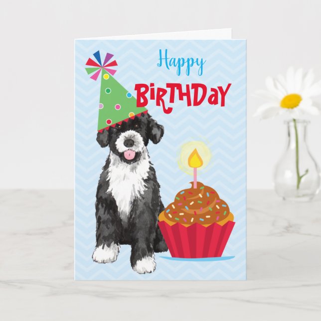 Cartão de Cão de Aniversário para Portugal Cupcake (Planta pequena)