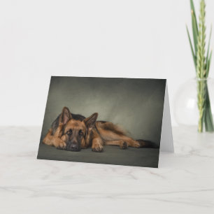 cartão de cão de german shepherd entediado
