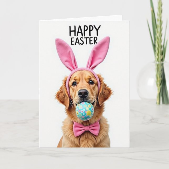 Cartão de Cão Primavera Dourada (Frente)