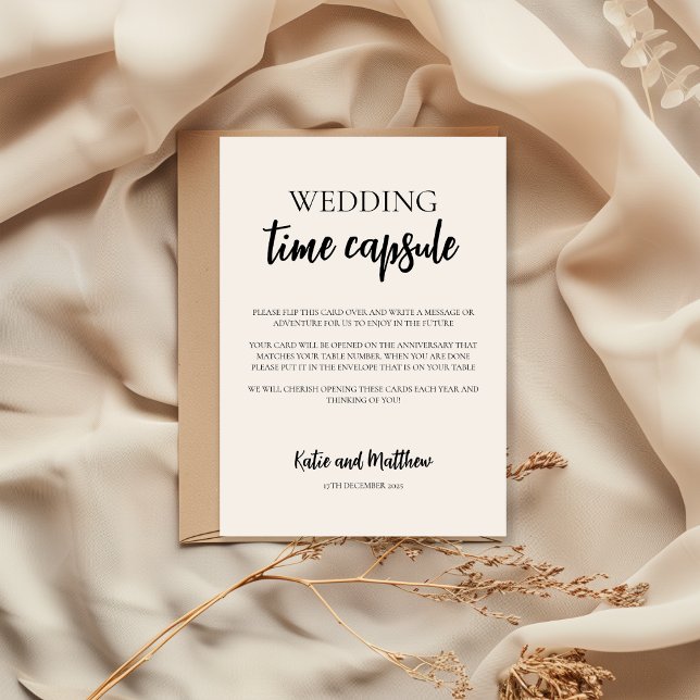Cartão de Cápsula de Horário de Casamento Minimali (Criador carregado)