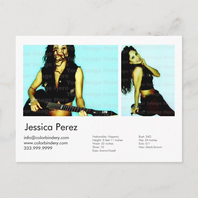 Cartão De Captura De Cabeça Ator/Modelo 2 (Frente)