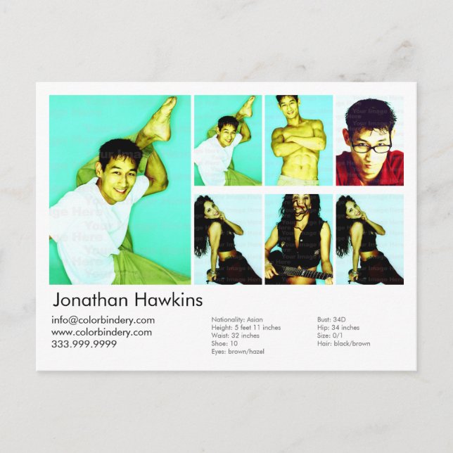 Cartão de Captura de Cabeçalho Ator/Modelo (Frente)