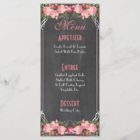 cartão de cardápio de casamento bonito e elegante