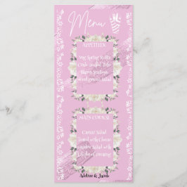 Cartão de cardápio de casamento com script floral