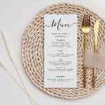 cartão de cardápio de casamento elegante preto e b<br><div class="desc">design preto e branco. A cor e o texto podem ser personalizados.</div>
