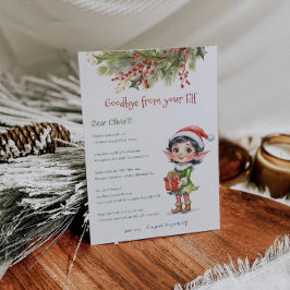 Cartão de Carta de Despedida de Elfa de Natal para