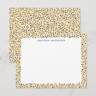 Cartão de Carta Pessoal Leopardo Amarelo e Marinho