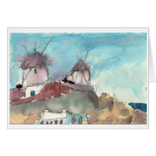 Cartão De "cartão da arte da aguarela dos moinhos de