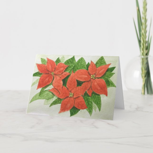 Cartão de cartões de natal com flor de poinsettia (Frente)