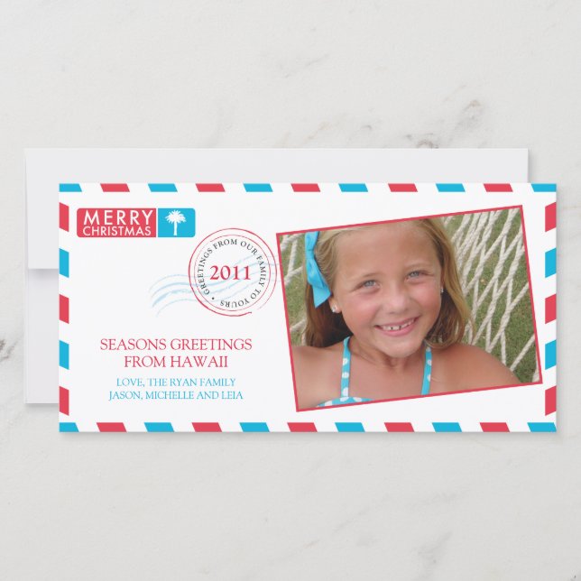 Cartão de Cartões de natal de correio aéreo tropic (Frente)