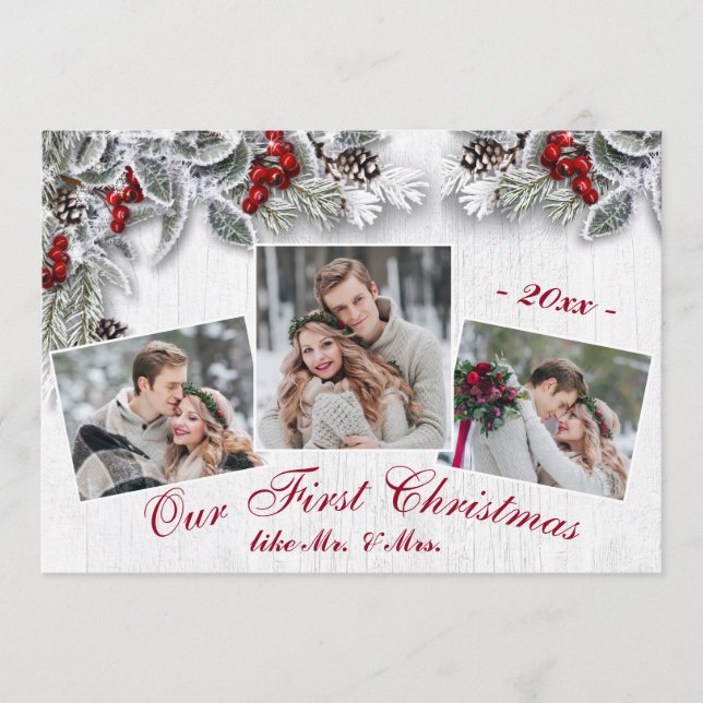 Cartão de Cartões de natal de Foto Holly Rustic de (Frente)