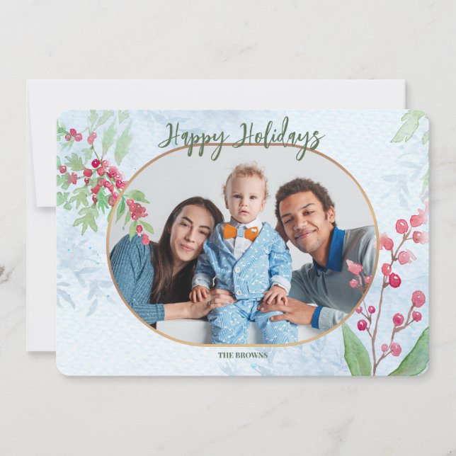 Cartão de Cartões de natal de Foto Red Berries (Frente)