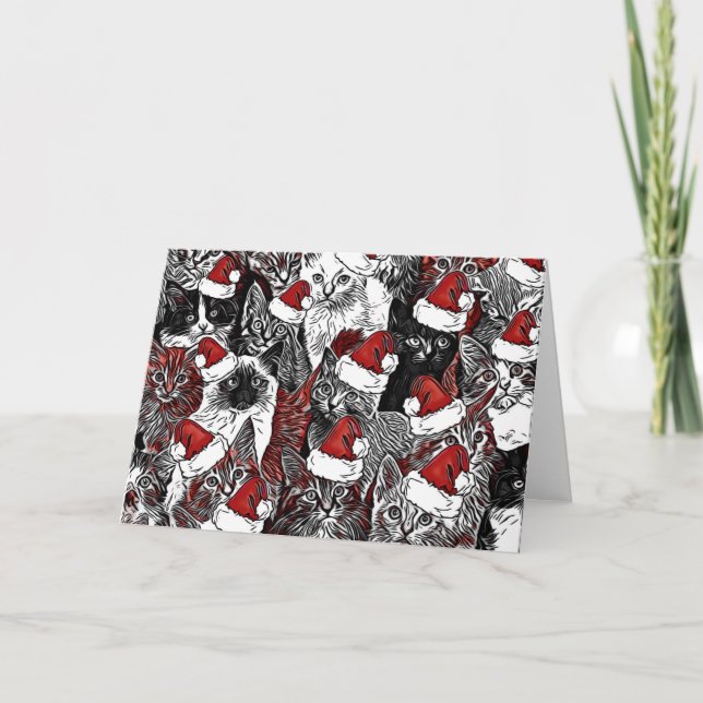 Cartão de Cartões de natal de gatos natalinos (Frente)