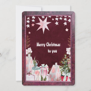 cartão de cartões de natal de inverno cor-de-rosa 