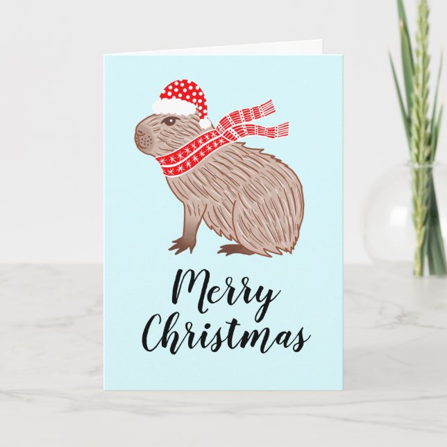 Cartão de Cartões de natal Feliz de Natal Capybara (Frente)