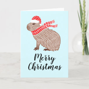 Cartão de Cartões de natal Feliz de Natal Capybara