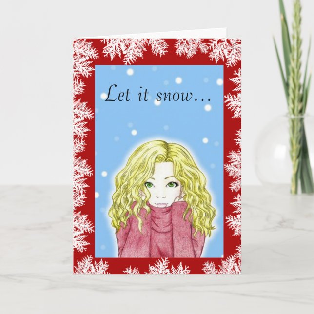 Cartão de Cartões de natal para Garota Neve (Frente)