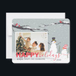 Cartão de cartões de natal Winter Snowman<br><div class="desc">Este cartão de cartões de natal de boneco de neve de inverno é a maneira perfeita de mostrar suas fotos da família de natal nesta temporada de festas. Feliz Feriados!</div>