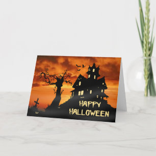 Cartão de Casa Feliz Halloween Assombrado