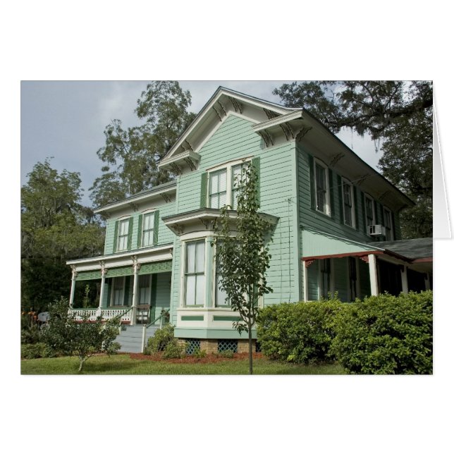 Cartão de Casa Vitoriano Verde (Frente Horizontal)